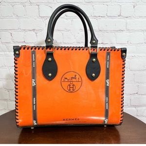 Authentic HERMES  Gift Bag covered in Clear PVC to make it into a functional bag